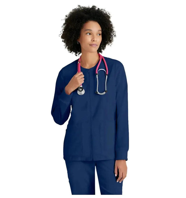 Grey's Anatomy Stretch™ by Barco Gianna 5-Pocket Crewneck Scrub Jacket-Indigo