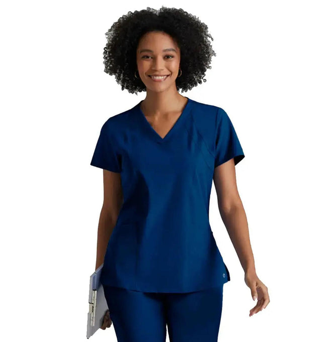 Barco One™ by Barco Racer 4-Pocket V-Neck Scrub Top-Indigo