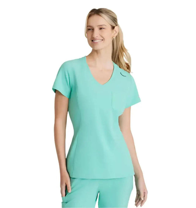 SKECHERS™ by Barco Dignity 1-Pocket Tuck-In Scrub Top-Light Jade