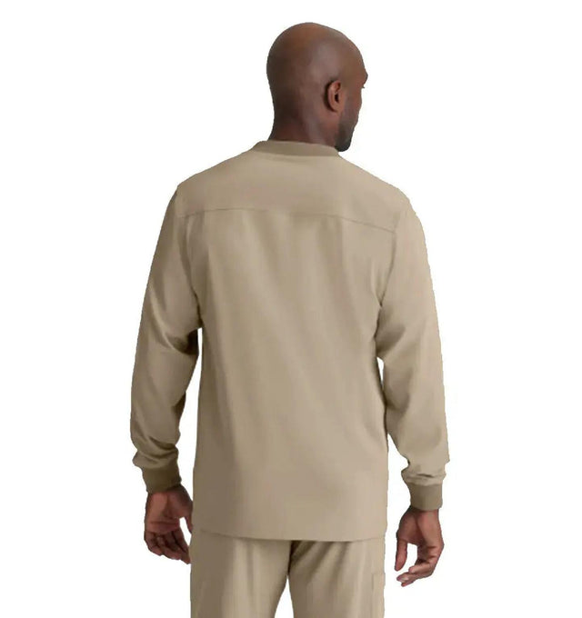 SKECHERS™ by Barco Structure 3-Pocket Crewneck Warmup Scrub Jacket-New Khaki