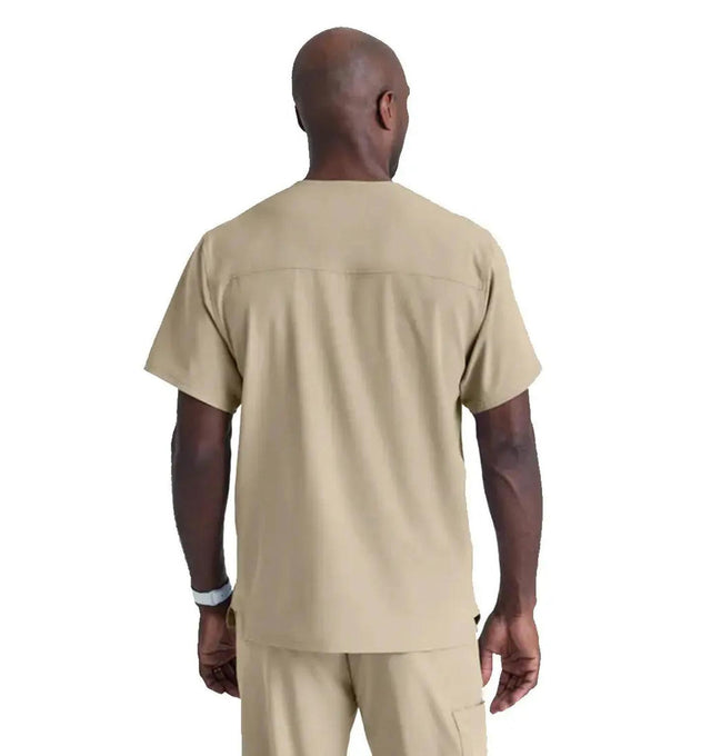 SKECHERS™ by Barco Structure 1-Pocket V-Neck Scrub Top-New Khaki