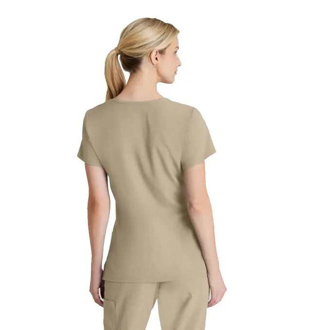 SKECHERS™ by Barco Reliance 3-Pocket Crossover V-Neck Scrub Top-New Khaki