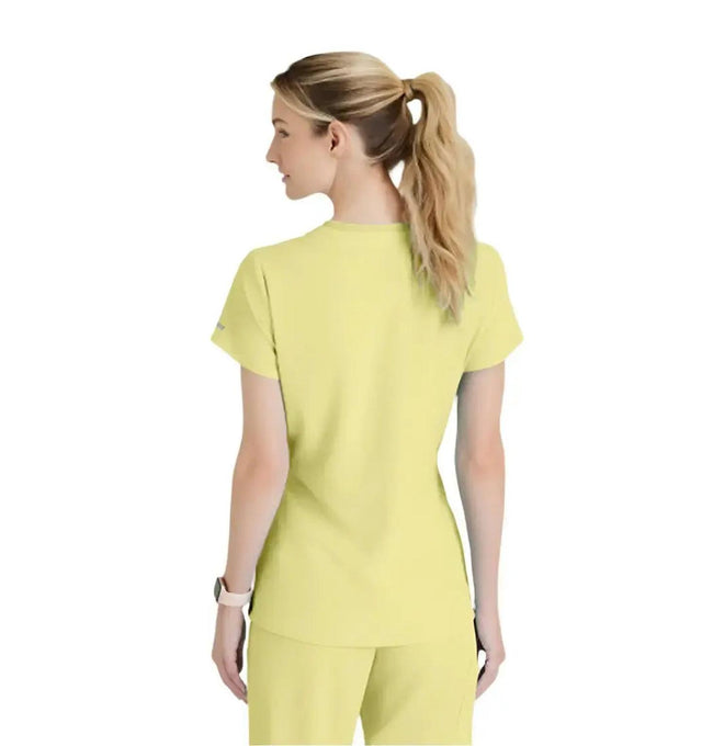 SKECHERS™ by Barco Dignity 1-Pocket Tuck-In Scrub Top-Lemon Glow