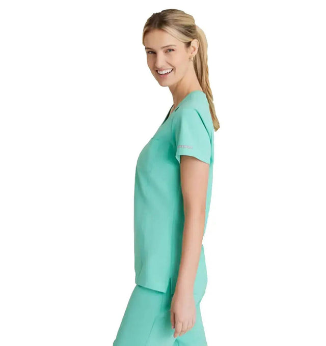 SKECHERS™ by Barco Dignity 1-Pocket Tuck-In Scrub Top-Light Jade
