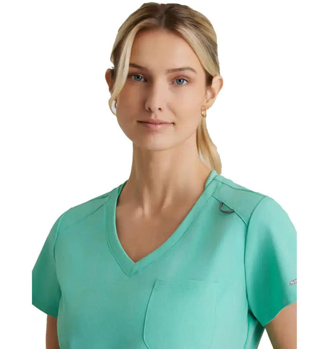 SKECHERS™ by Barco Dignity 1-Pocket Tuck-In Scrub Top-Light Jade