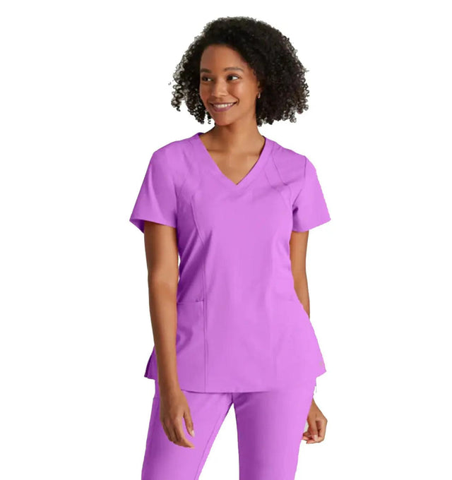 Barco One™ by Barco Racer 4-Pocket V-Neck Scrub Top-Helio
Purple