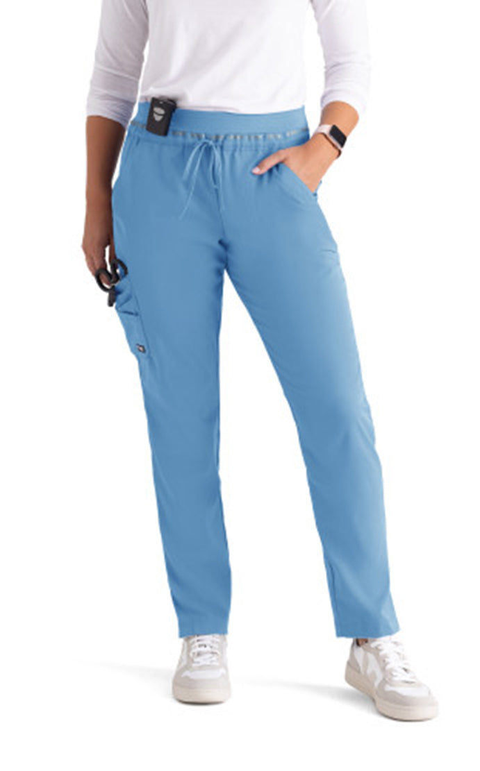 Grey's Anatomy™ Stretch by Barco Serena 7-Pocket Mid-Rise Tappered Leg Scrub Pant-Ceil blue