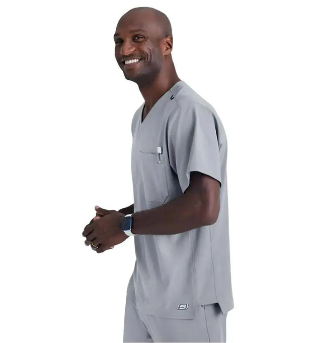 SKECHERS™ by Barco Structure 1-Pocket V-Neck Scrub Top-Moonstruck
