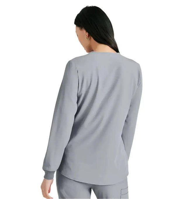 SKECHERS™ by Barco Stabilty 2-Pocket Crewneck Snap-Front Scrub Jacket - Moonstruck