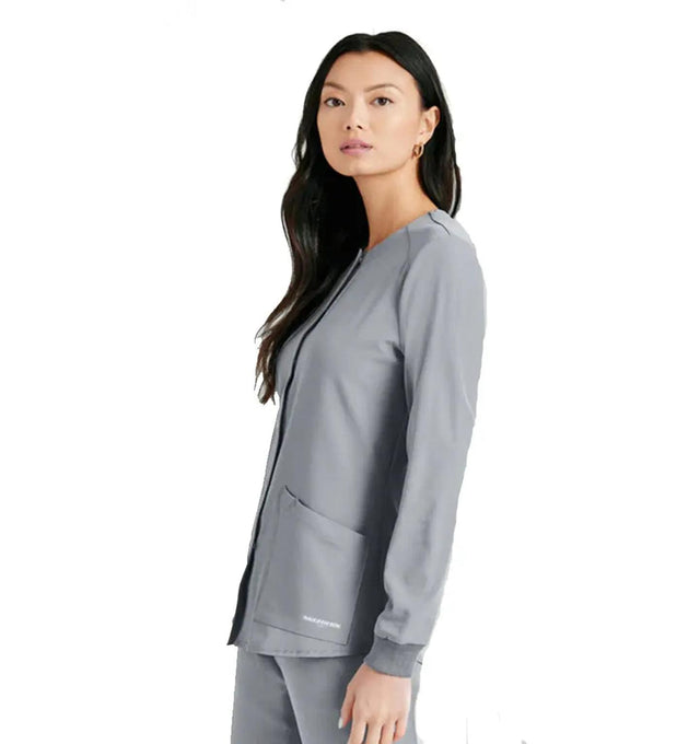 SKECHERS™ by Barco Stabilty 2-Pocket Crewneck Snap-Front Scrub Jacket - Moonstruck