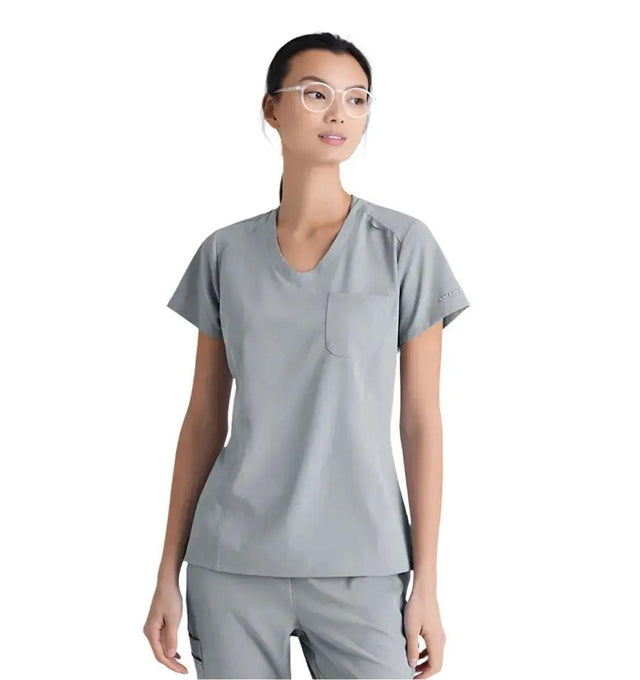 SKECHERS™ by Barco Dignity 1-Pocket Tuck-In Scrub Top-Moonstruck