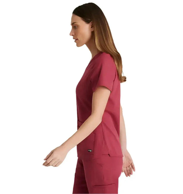 Grey's Anatomy Stretch™ by Barco Emma 4-Pocket V-Neck Scrub Top-Maple Red