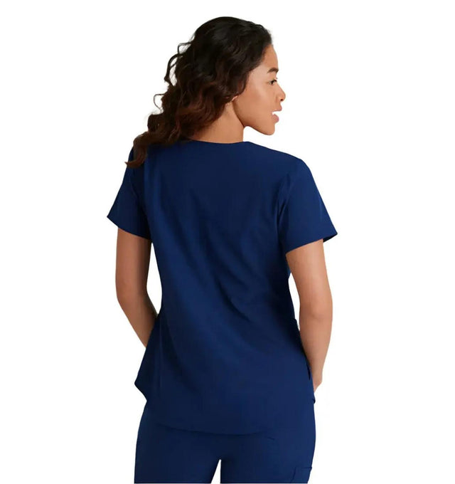 Skechers™ Vitality by Barco Electra 3-Pocket Ribbed V-Neck Scrub Top - Navy