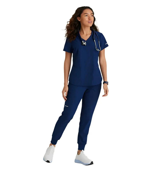 Skechers™ Vitality by Barco Electra 3-Pocket Ribbed V-Neck Scrub Top - Navy