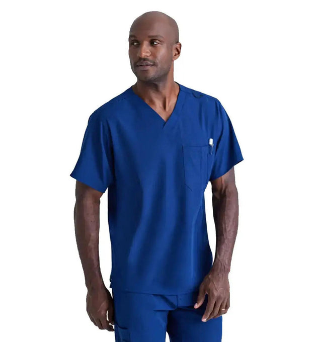 SKECHERS™ by Barco Structure 1-Pocket V-Neck Scrub Top-Navy
