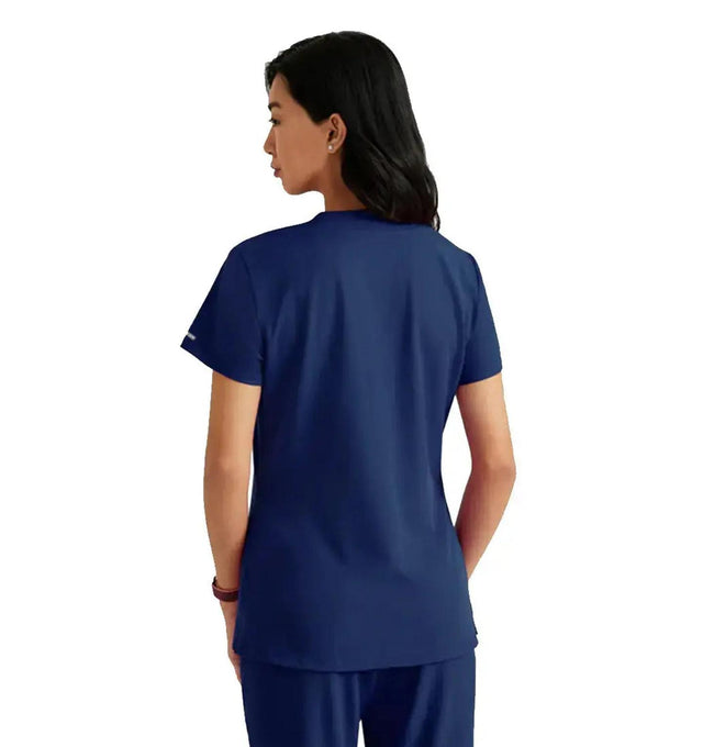 SKECHERS™ by Barco Dignity 1-Pocket Tuck-In Scrub Top-Navy