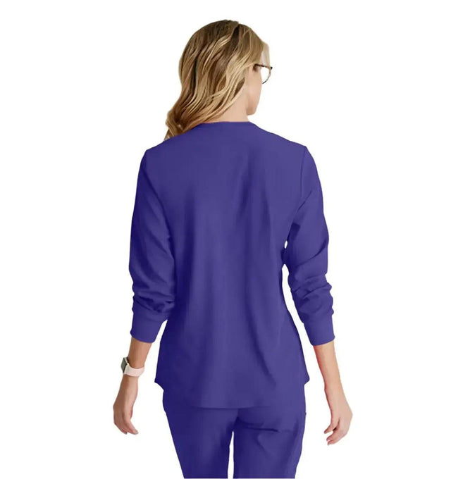 SKECHERS™ by Barco Stabilty 2-Pocket Crewneck Snap-Front Scrub Jacket - New Grape