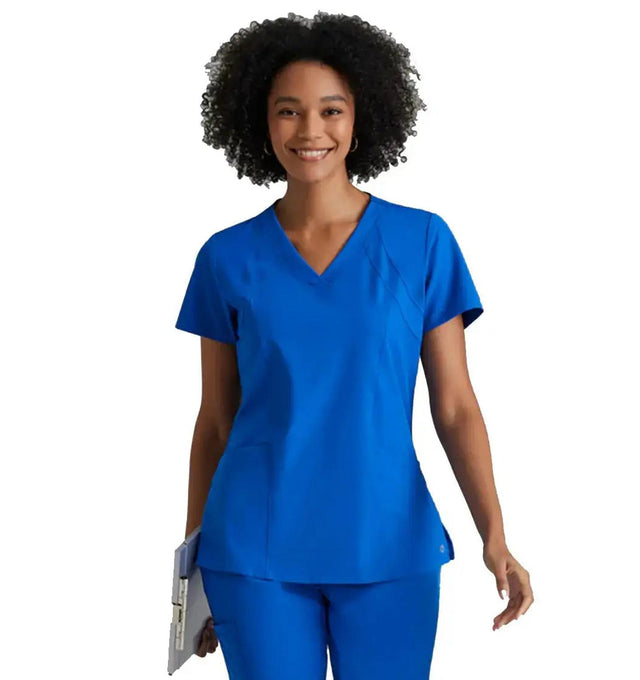 Barco One™ by Barco Racer 4-Pocket V-Neck Scrub Top-New Royal