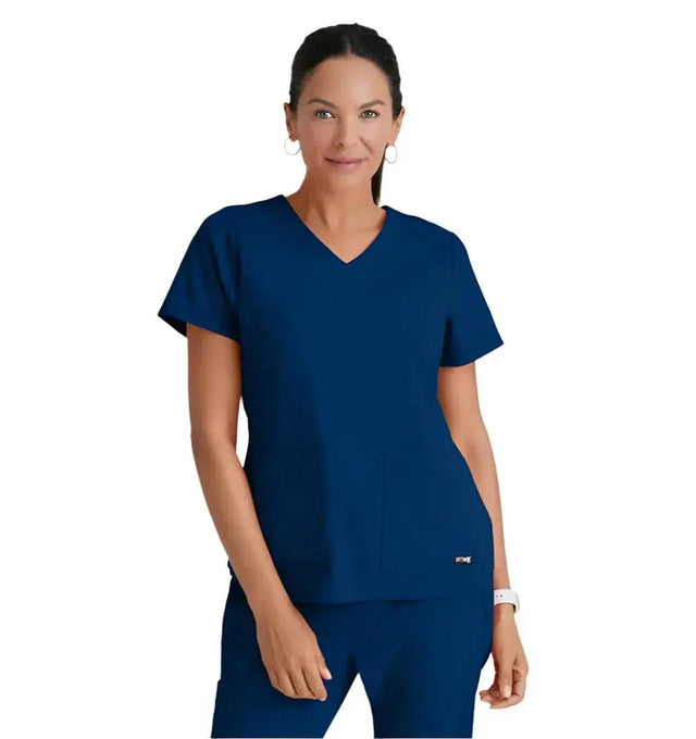 Grey's Anatomy Stretch™ by Barco Emma 4-Pocket V-Neck Scrub Top-Indigo