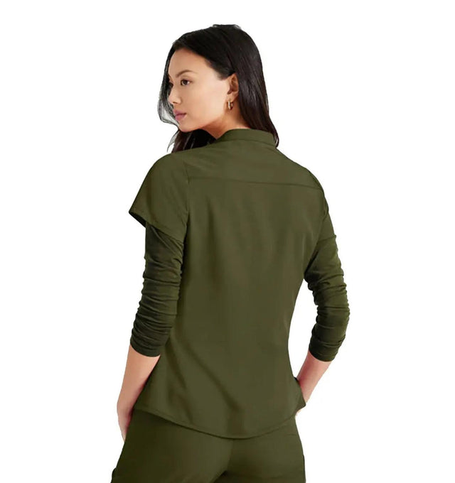 Barco Unify™ by Barco MISSION 1-POCKET HENLEY NECK SCRUB TOP - Olive