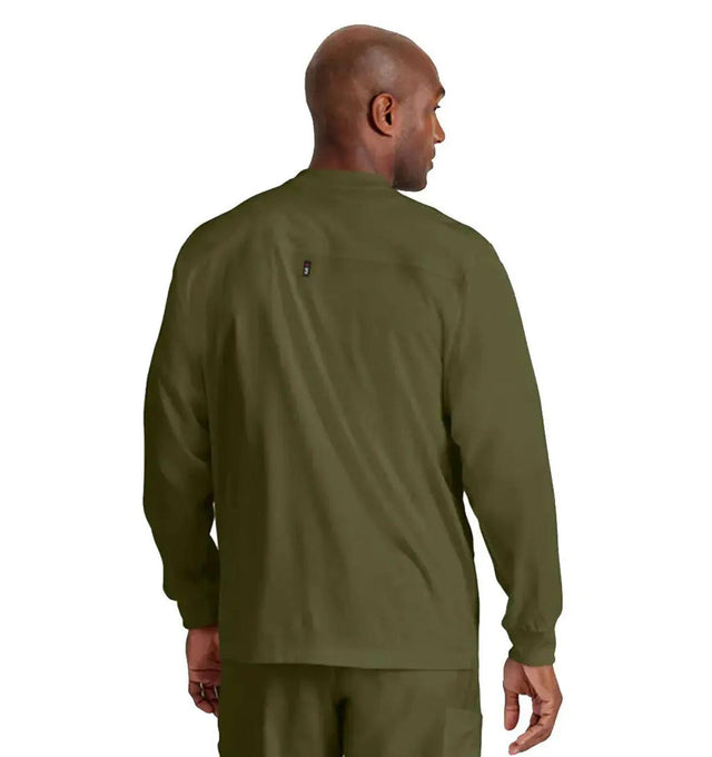 Grey's Anatomy Stretch™ by Barco React 5-Pocket Crewneck Warmup Scrub Jacket-Olive