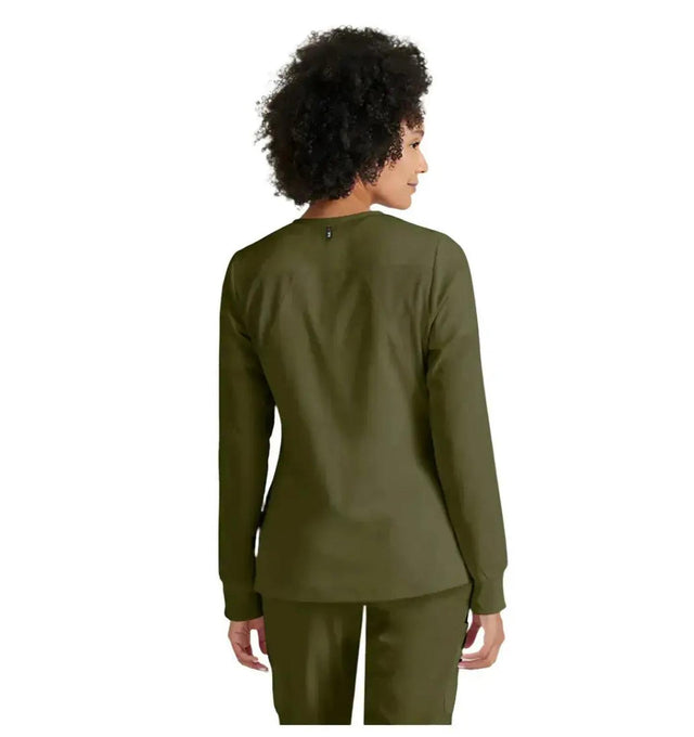 Grey's Anatomy Stretch™ by Barco Gianna 5-Pocket Crewneck Scrub Jacket-Olive
