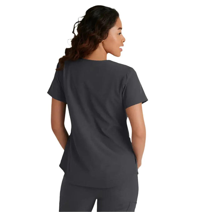 Skechers™ Vitality by Barco Electra 3-Pocket Ribbed V-Neck Scrub Top - Pewter