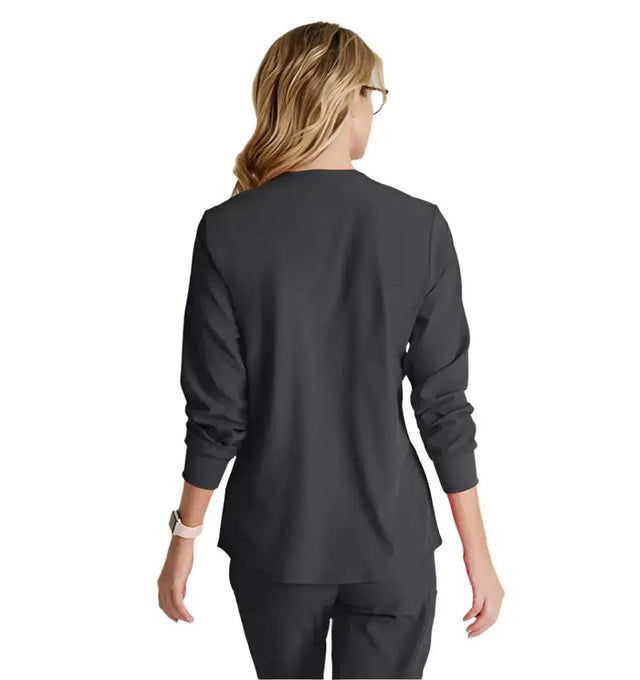 SKECHERS™ by Barco Stabilty 2-Pocket Crewneck Snap-Front Scrub Jacket - Pewter