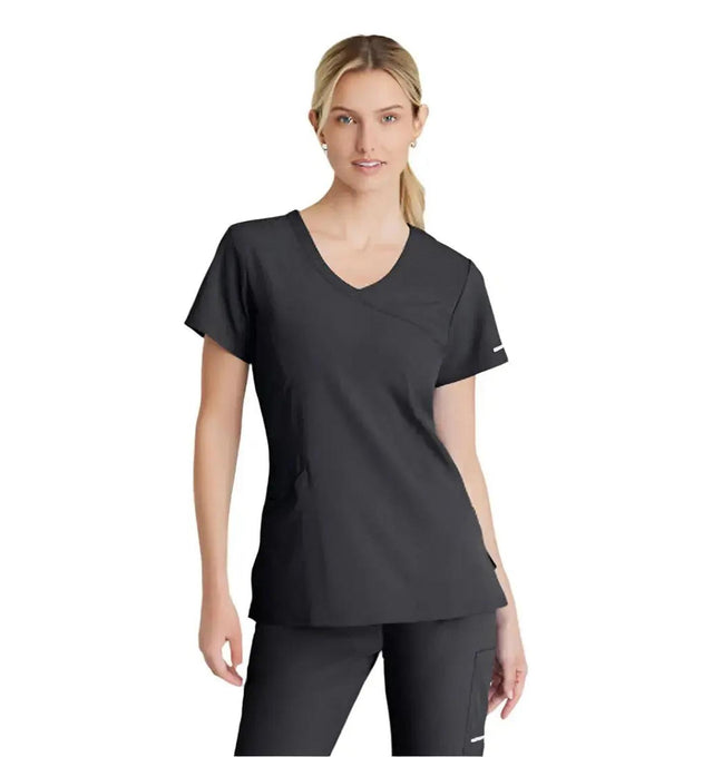 SKECHERS™ by Barco Reliance 3-Pocket Crossover V-Neck Scrub Top-Pewter