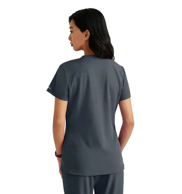 SKECHERS™ by Barco Dignity 1-Pocket Tuck-In Scrub Top-Pewter