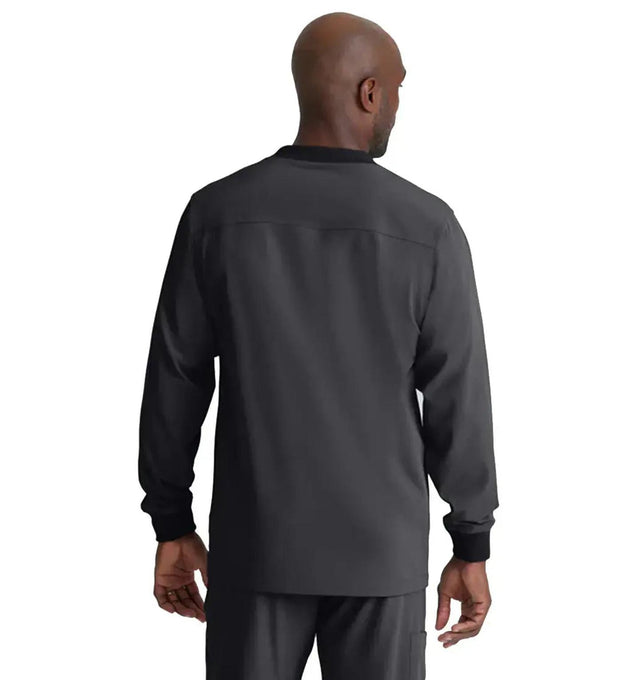 SKECHERS™ by Barco Structure 3-Pocket Crewneck Warmup Scrub Jacket-Pewter