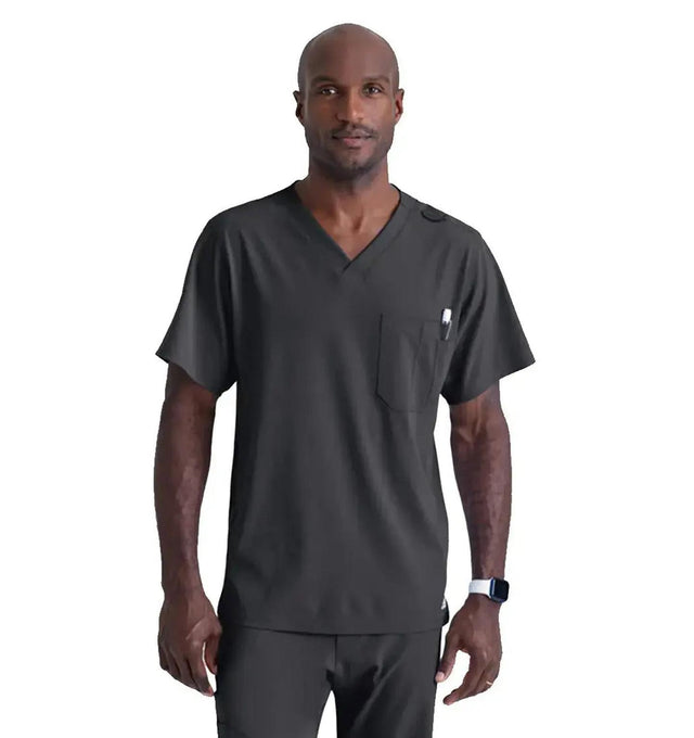 SKECHERS™ by Barco Structure 1-Pocket V-Neck Scrub Top-Pewter