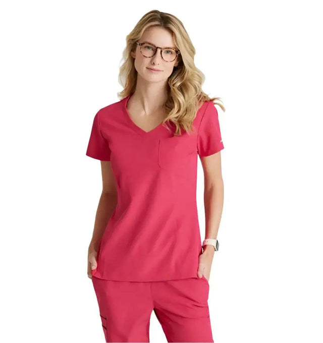 SKECHERS™ by Barco Dignity 1-Pocket Tuck-In Scrub Top-Vibrance Pink