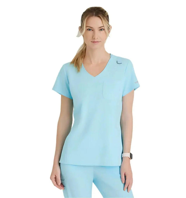SKECHERS™ by Barco Dignity 1-Pocket Tuck-In Scrub Top-Poolside Blue