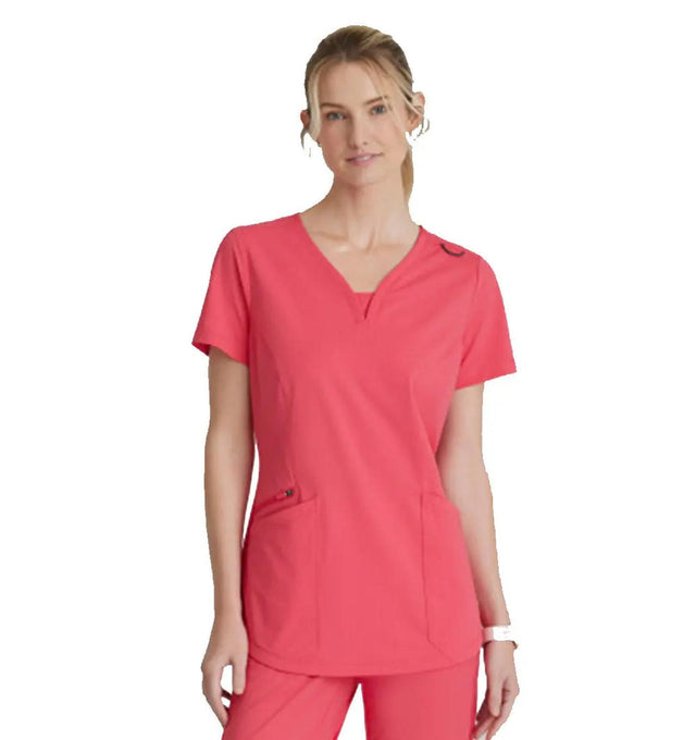 Skechers™ by Barco Slip-ins Serene 3-Pocket V-Neck Top - Punch Pink