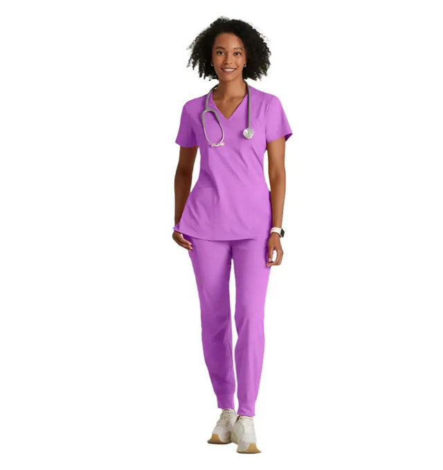 Barco One™ by Barco Racer 4-Pocket V-Neck Scrub Top-Helio
Purple