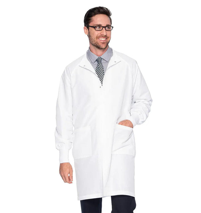 Landau Unisex 2-Pocket Full-Length Lab Coat 9135-20-White-Frontview