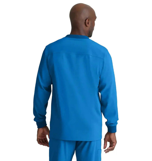 SKECHERS™ by Barco Structure 3-Pocket Crewneck Warmup Scrub Jacket-New Royal