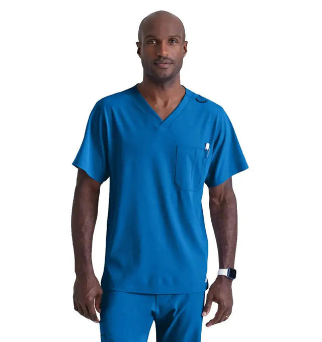 SKECHERS™ by Barco Structure 1-Pocket V-Neck Scrub Top-New Royal