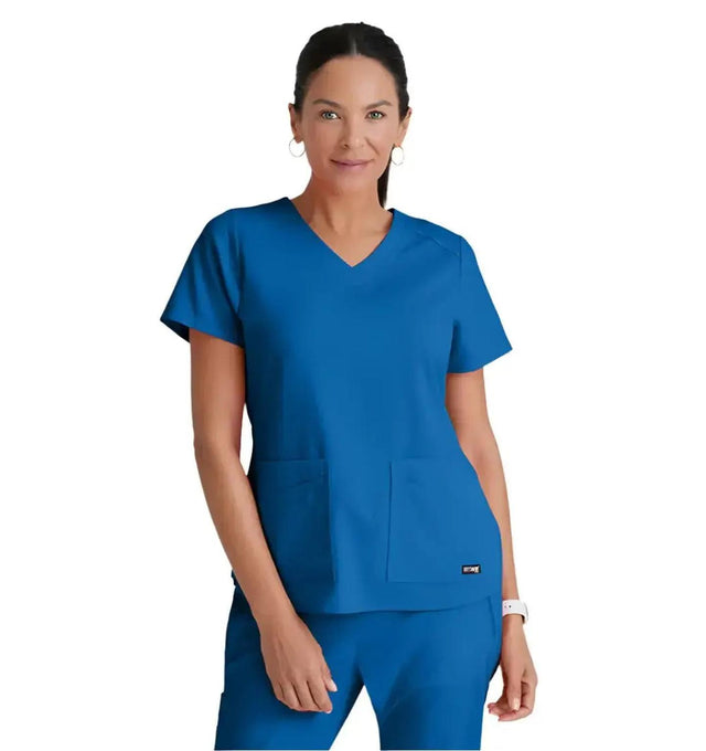 Grey's Anatomy Stretch™ by Barco Emma 4-Pocket V-Neck Scrub Top-New Royal