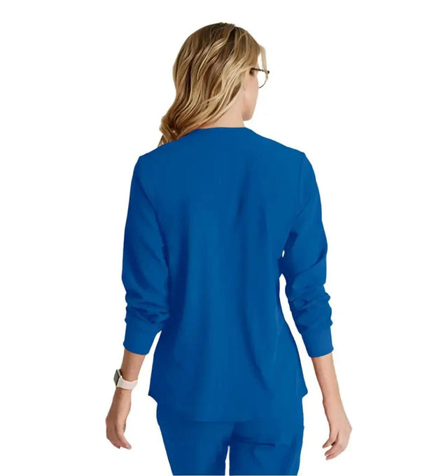 SKECHERS™ by Barco Stabilty 2-Pocket Crewneck Snap-Front Scrub Jacket - New Royal