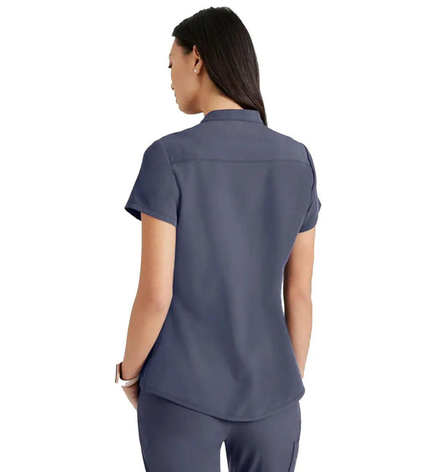 Barco Unify™ by Barco MISSION 1-POCKET HENLEY NECK SCRUB TOP - Steel