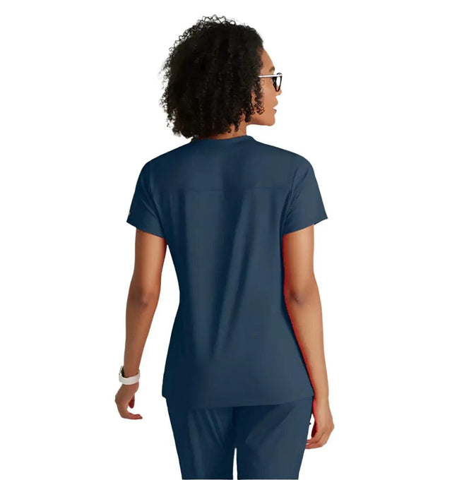 Barco One Performance Knit by Barco Victory Knit 2-Pocket V-Neck Scrub Top - Steel