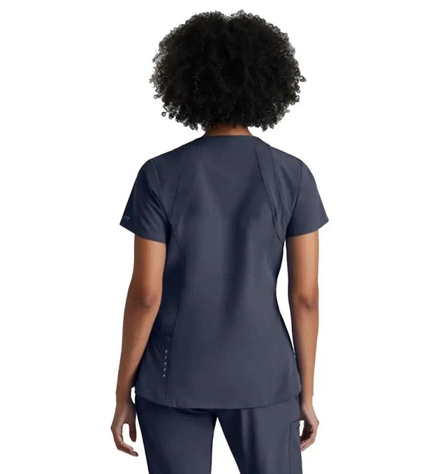 Barco One™ by Barco Racer 4-Pocket V-Neck Scrub Top-Steel