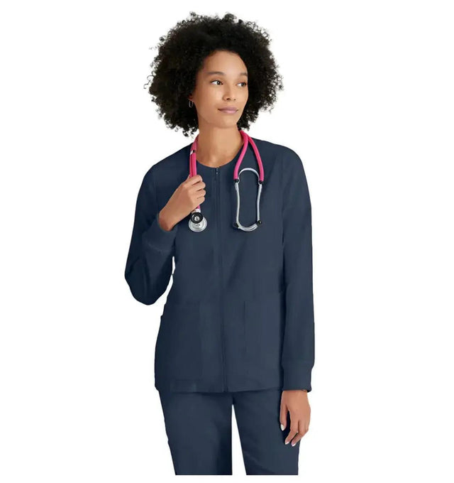 Grey's Anatomy Stretch™ by Barco Gianna 5-Pocket Crewneck Scrub Jacket-Steel
