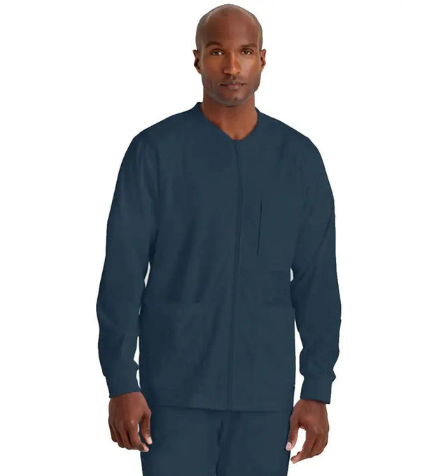 Grey's Anatomy Stretch™ by Barco React 5-Pocket Crewneck Warmup Scrub Jacket-Steel