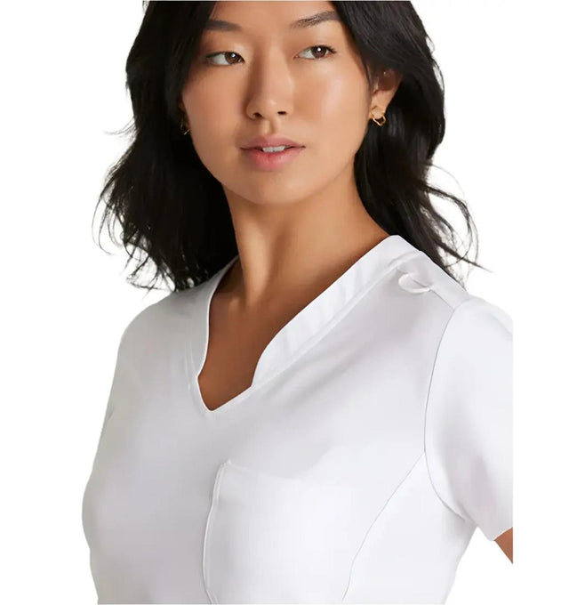 Grey's Anatomy™ Evolve by Barco Sway 1-Pocket Banded V-Neck Scrub Top-Extra LG-White