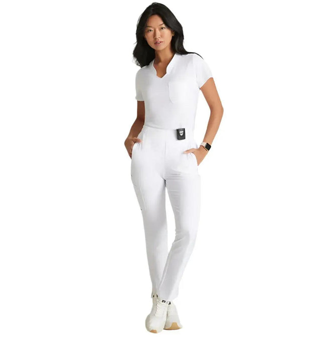 Grey's Anatomy™ Evolve by Barco Sway 1-Pocket Banded V-Neck Scrub Top-Extra LG-White