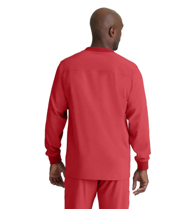SKECHERS™ by Barco Structure 3-Pocket Crewneck Warmup Scrub Jacket-True Red