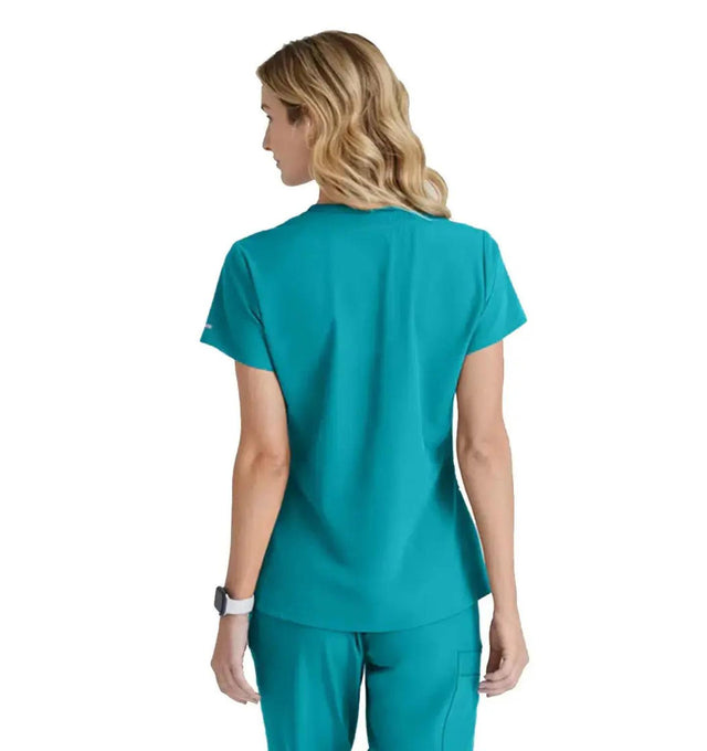 SKECHERS™ by Barco Dignity 1-Pocket Tuck-In Scrub Top-Teal
